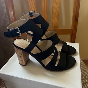 Marc Fisher Paxtin Black Leather Heeled Sandal